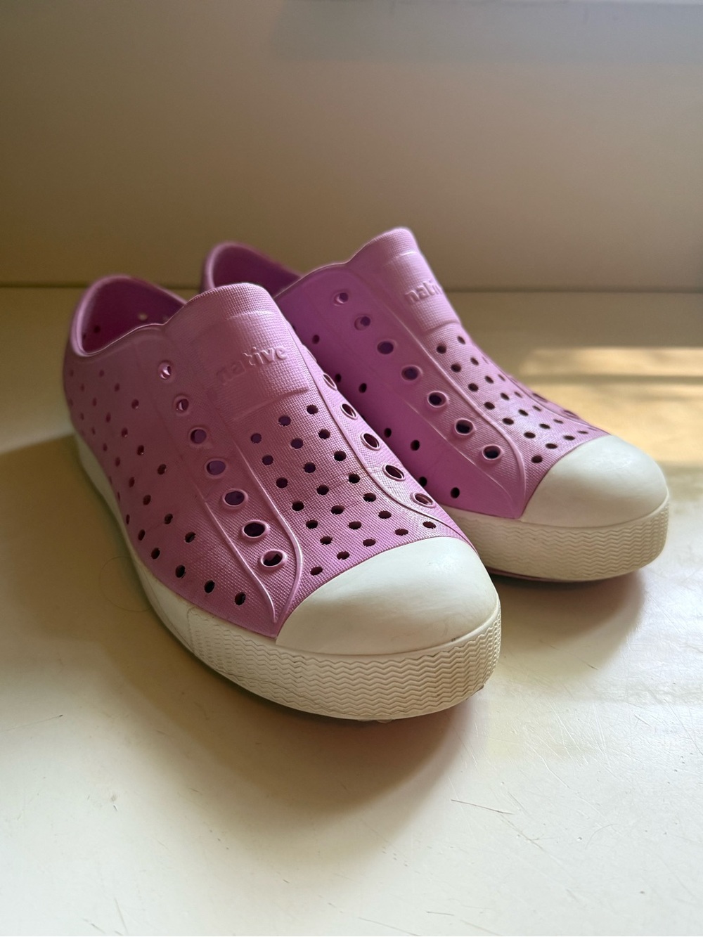 Native Slip-On Sneakers in Pink with Cream Sole